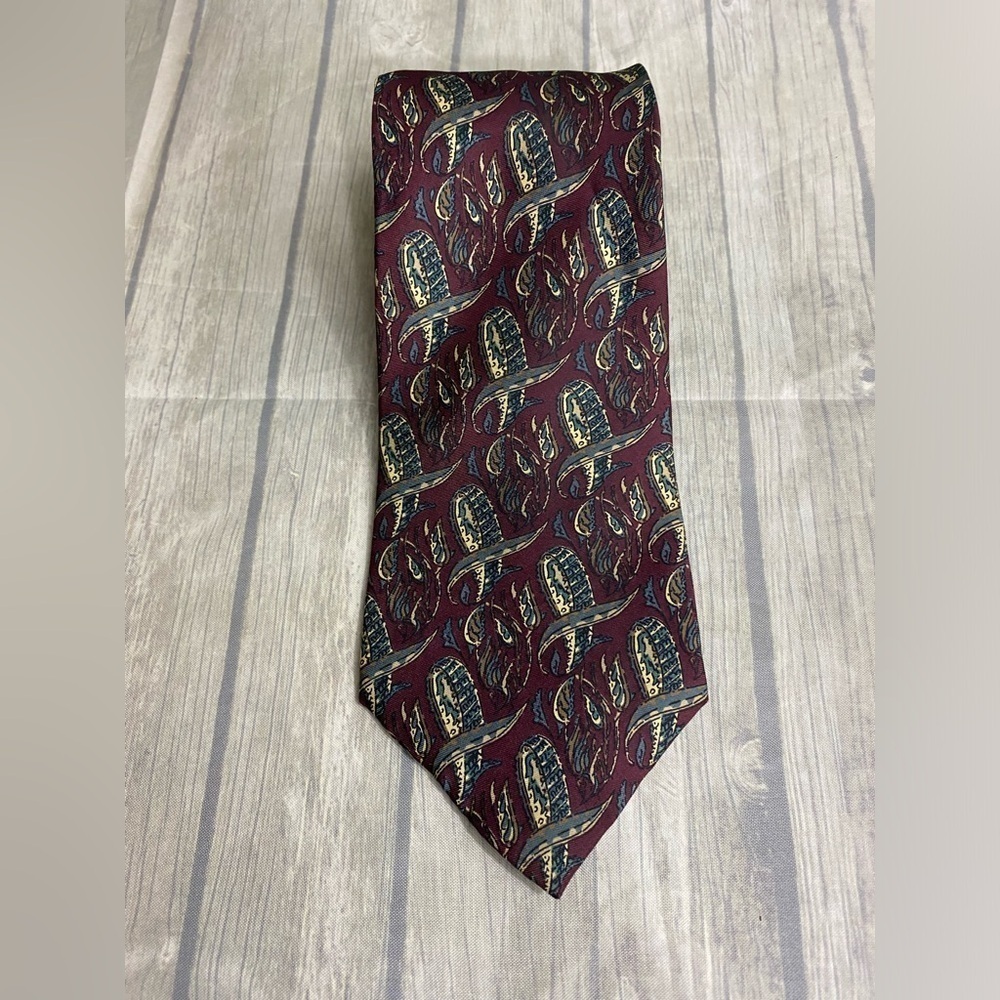 GANT 100% Silk Burgundy Teal Mens 57” Long Necktie